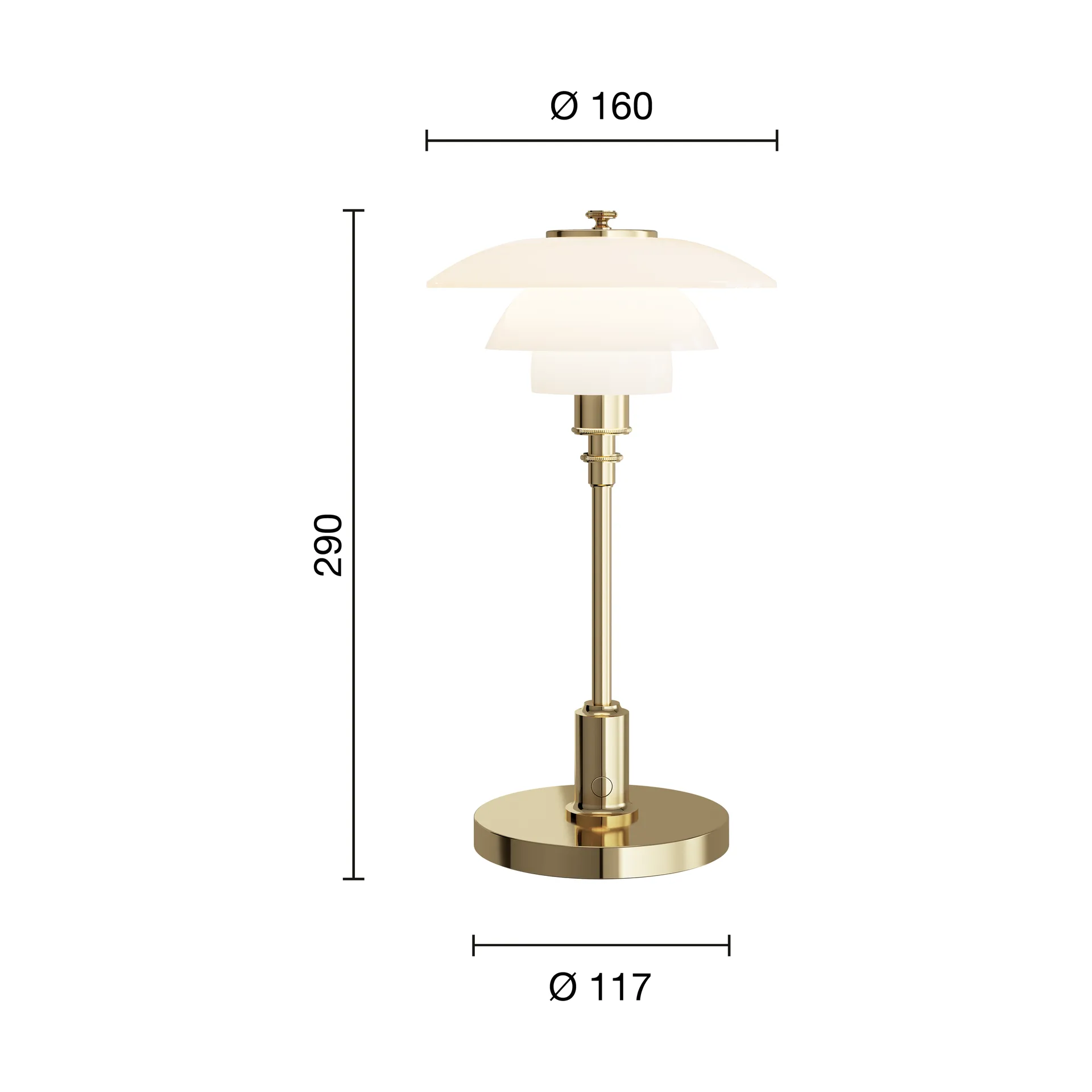 Przenośna lampa stołowa PH 1/1 , Platerowany mosiądzem Louis Poulsen