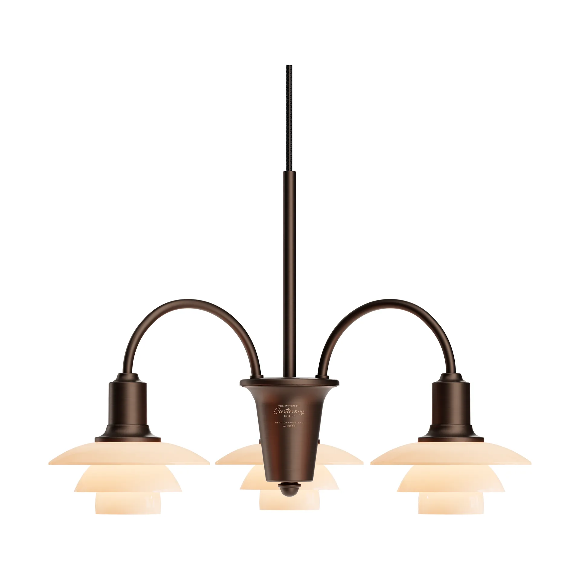Żyrandol PH 1/1 Chandelier Centenary Edition, Brass-dusty terracotta, 3 ramiona Louis Poulsen