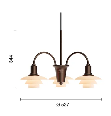 Żyrandol PH 1/1 Chandelier Centenary Edition - Brass-dusty terracotta, 3 ramiona - Louis Poulsen