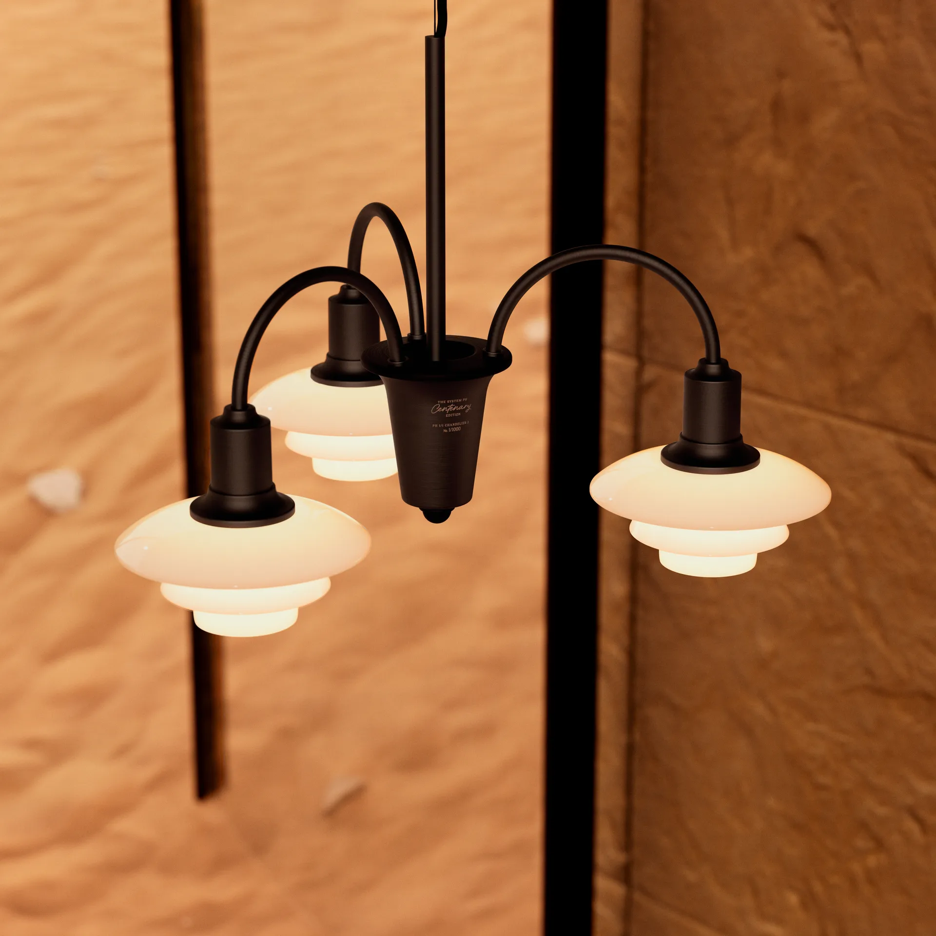 Żyrandol PH 1/1 Chandelier Centenary Edition, Brass-dusty terracotta, 3 ramiona Louis Poulsen