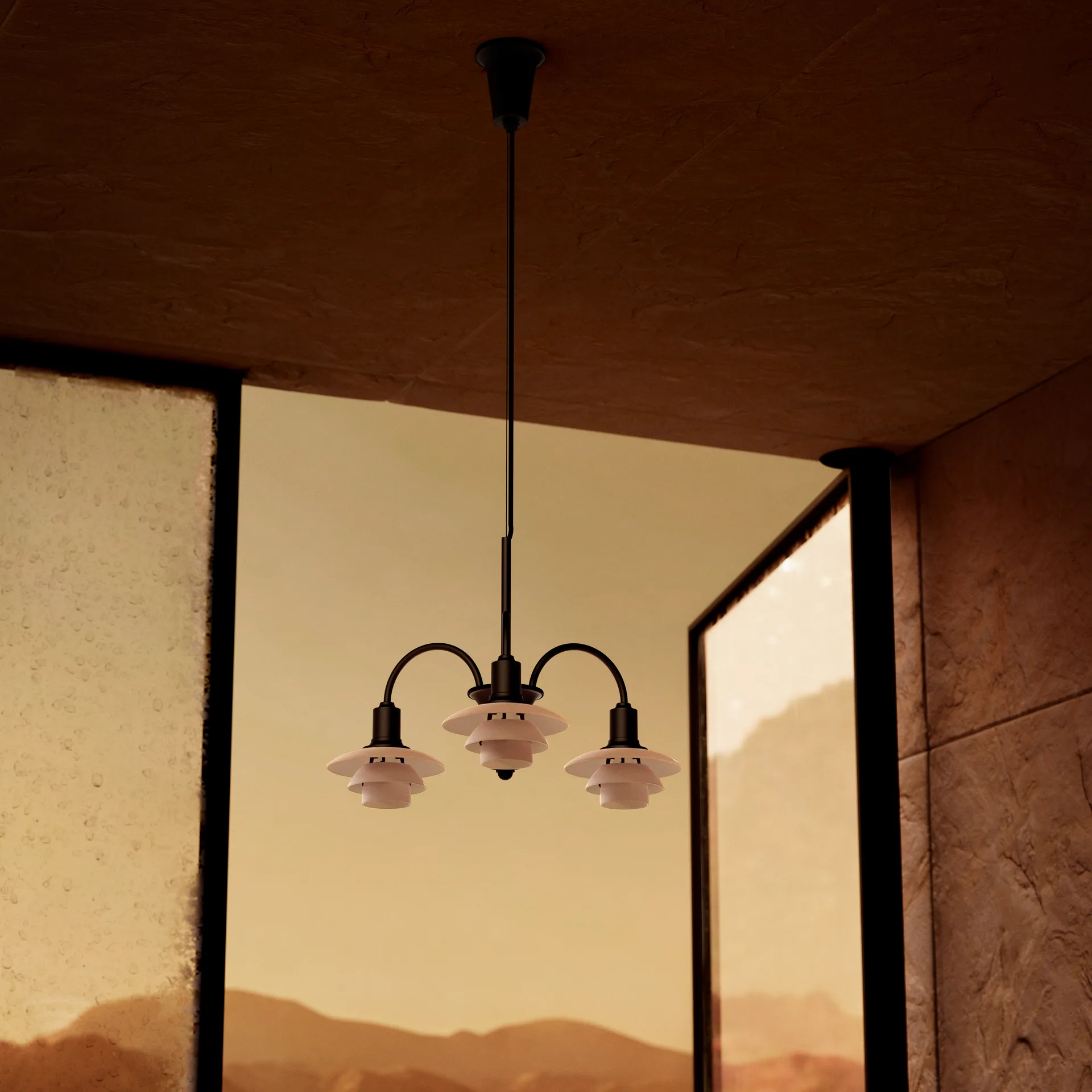 Żyrandol PH 1/1 Chandelier Centenary Edition, Brass-dusty terracotta, 3 ramiona Louis Poulsen