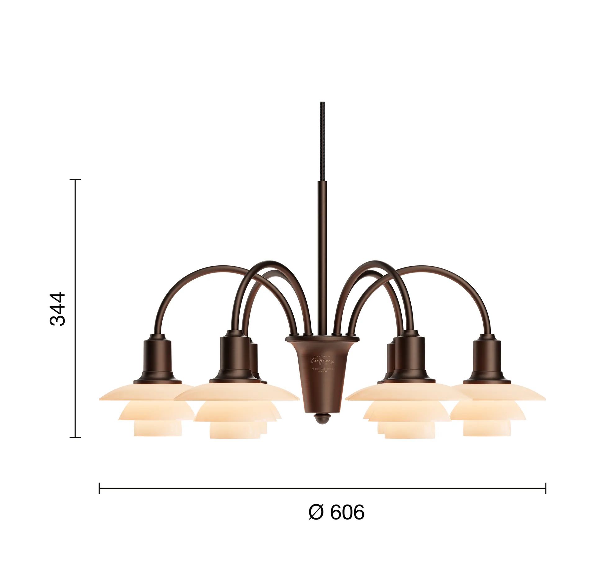 Żyrandol PH 1/1 Chandelier Centenary Edition, Brass-dusty terracotta, 6 ramion Louis Poulsen