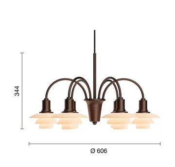 Żyrandol PH 1/1 Chandelier Centenary Edition - Brass-dusty terracotta, 6 ramion - Louis Poulsen