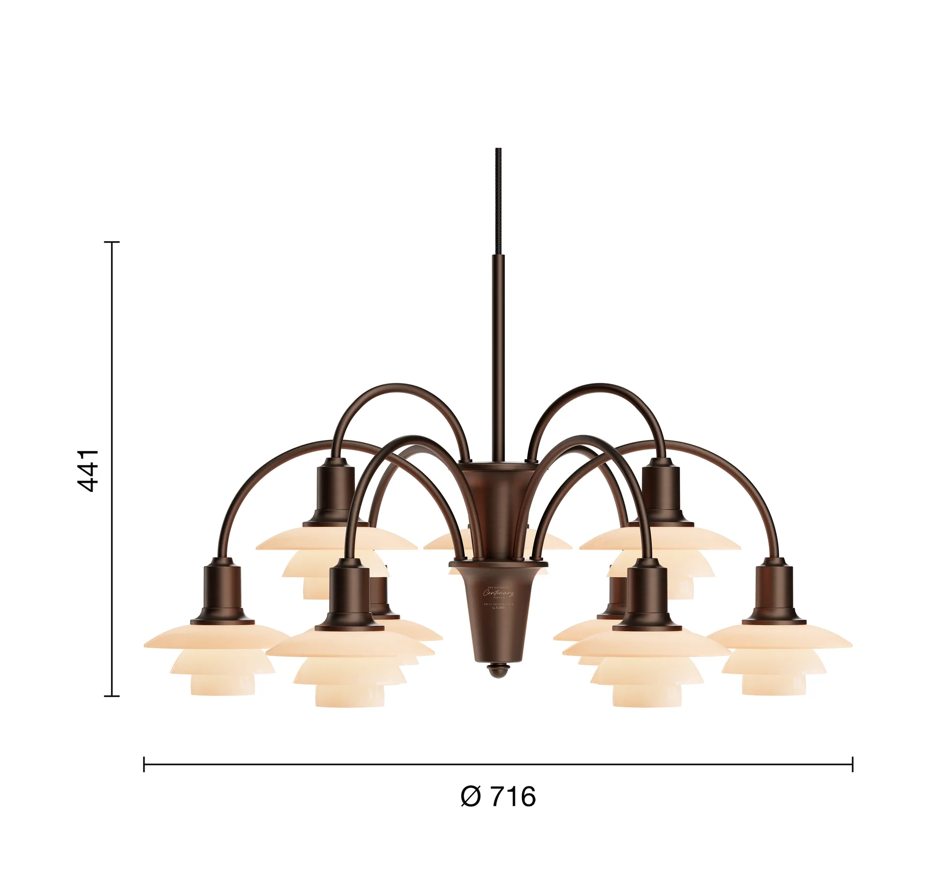 Żyrandol PH 1/1 Chandelier Centenary Edition, Brass-dusty terracotta, 9 ramion Louis Poulsen