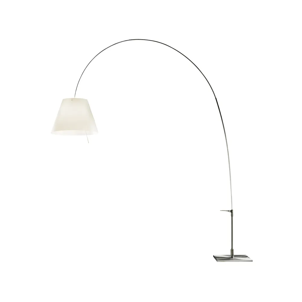 Lady Costanza D13E d lampa podłogowa, Biały klosz, aluminiowa podstawka Luceplan