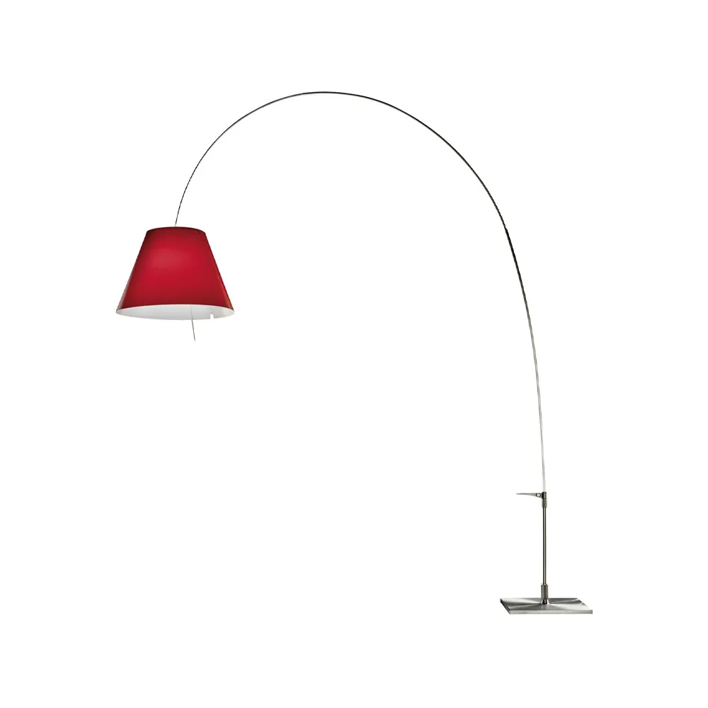 Lady Costanza D13E d lampa podłogowa, czerwony ekran, aluminiowa podstawka Luceplan