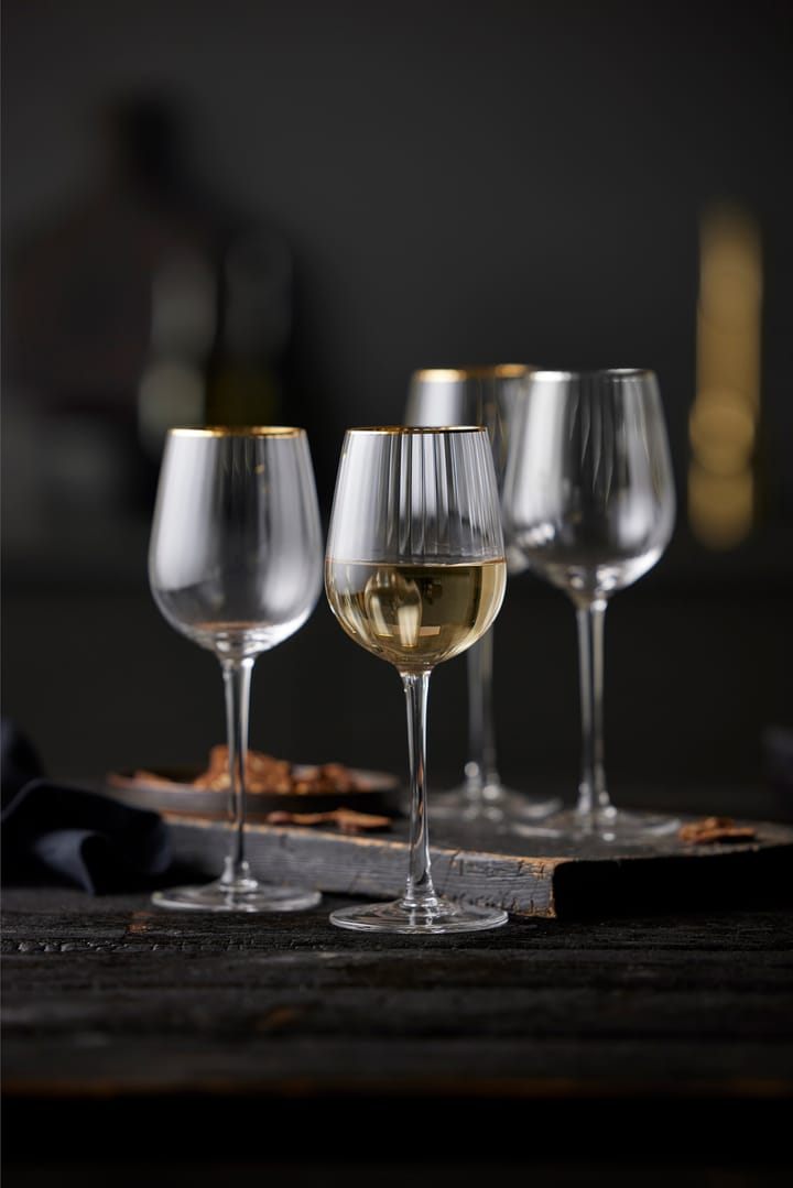Kieliszek do białego wina Palermo Gold 300 ml 4 szt, Przezroczysty - złoty kant Lyngby Glas
