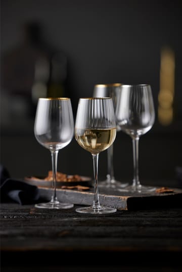 Kieliszek do białego wina Palermo Gold 300 ml 4 szt - Przezroczysty - złoty kant - Lyngby Glas