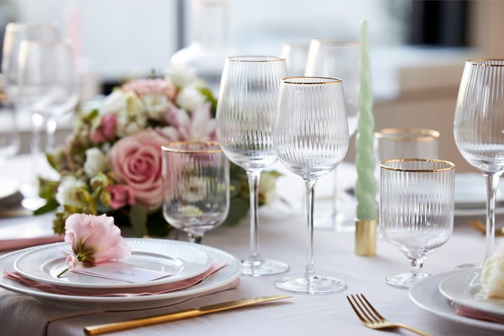 Kieliszek do białego wina Palermo Gold 300 ml 4 szt, Przezroczysty - złoty kant Lyngby Glas