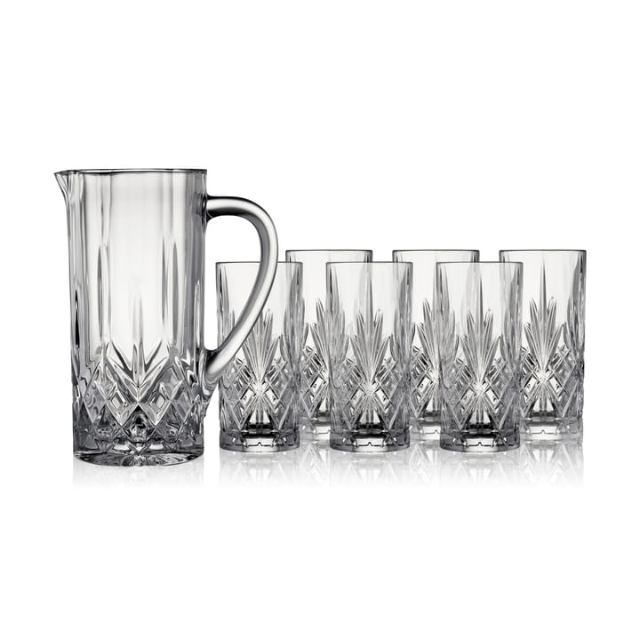 Melodia dzbanek i kieliszek typu highball 7 szt, Kryształ Lyngby Glas