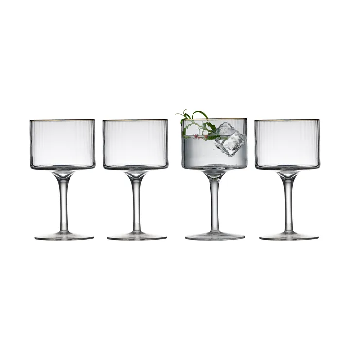Palermo Gold kieliszki do ginu i toniku 320 ml, 4‑pak - Przezroczysty - złoty kant - Lyngby Glas