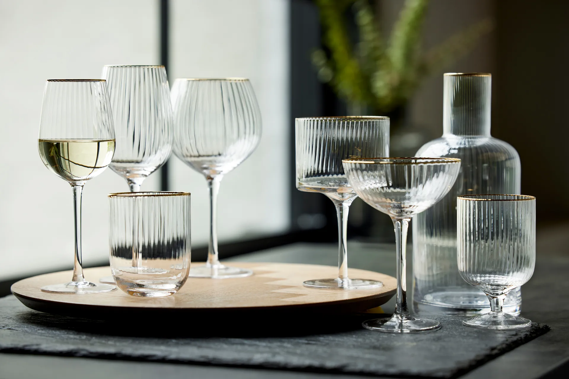 Palermo Gold kieliszki do ginu i toniku 320 ml, 4‑pak, Przezroczysty - złoty kant Lyngby Glas