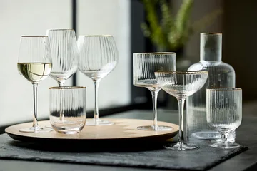 Palermo Gold kieliszki do ginu i toniku 320 ml, 4‑pak - Przezroczysty - złoty kant - Lyngby Glas