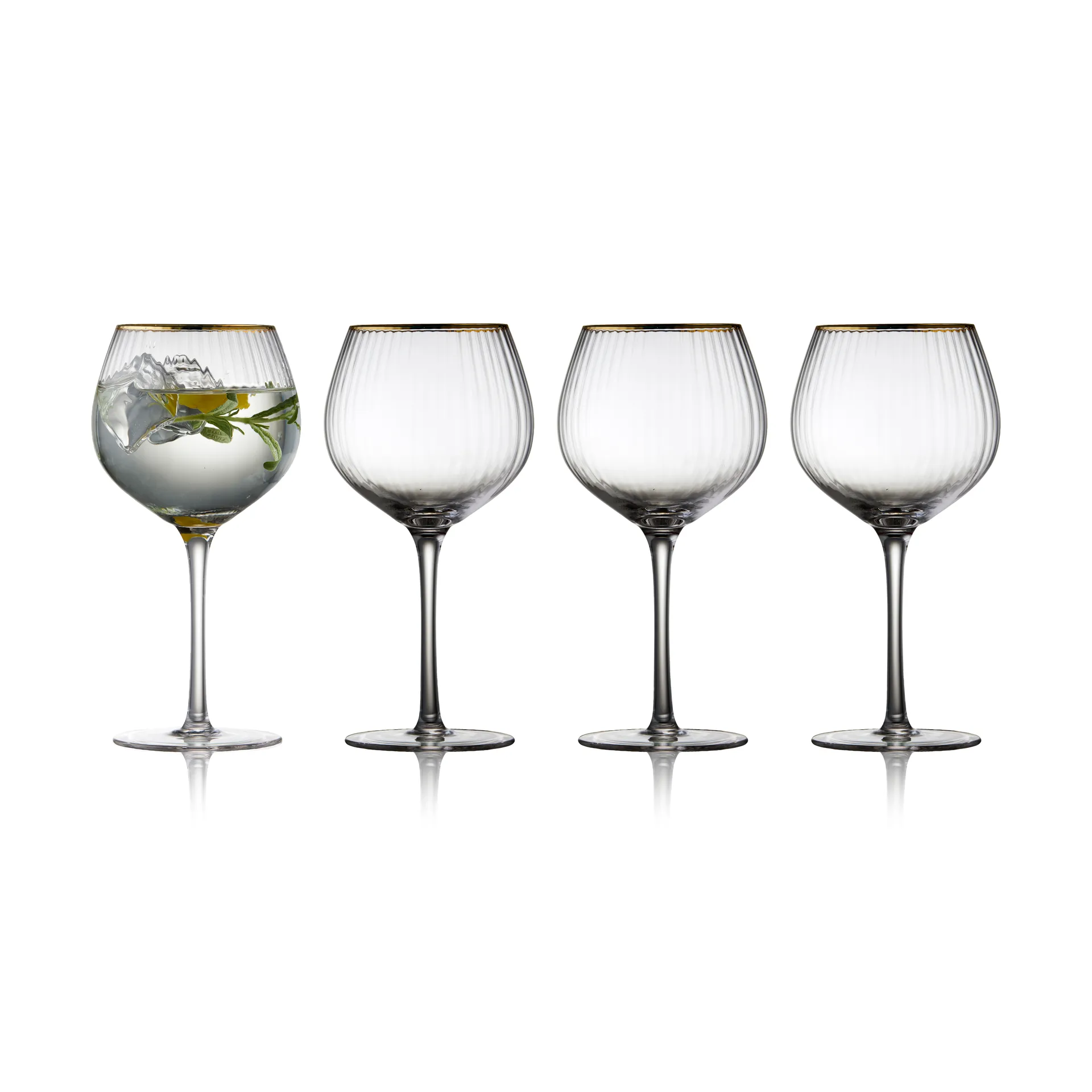 Palermo Gold kieliszki do ginu i toniku 650 ml, 4‑pak, Przezroczysty - złoty kant Lyngby Glas