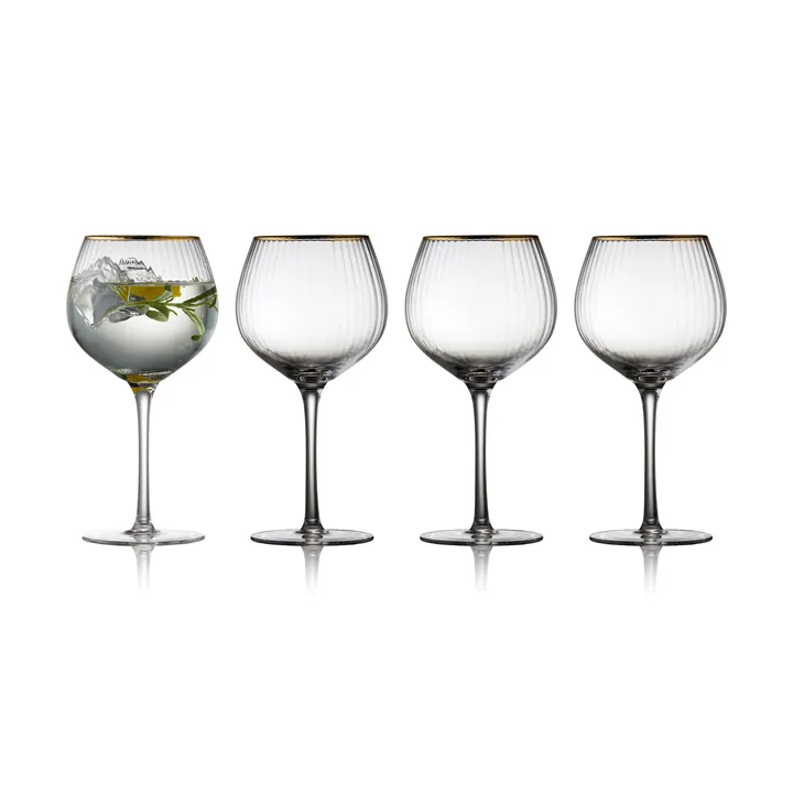 Palermo Gold kieliszki do ginu i toniku 650 ml, 4‑pak - Przezroczysty - złoty kant - Lyngby Glas