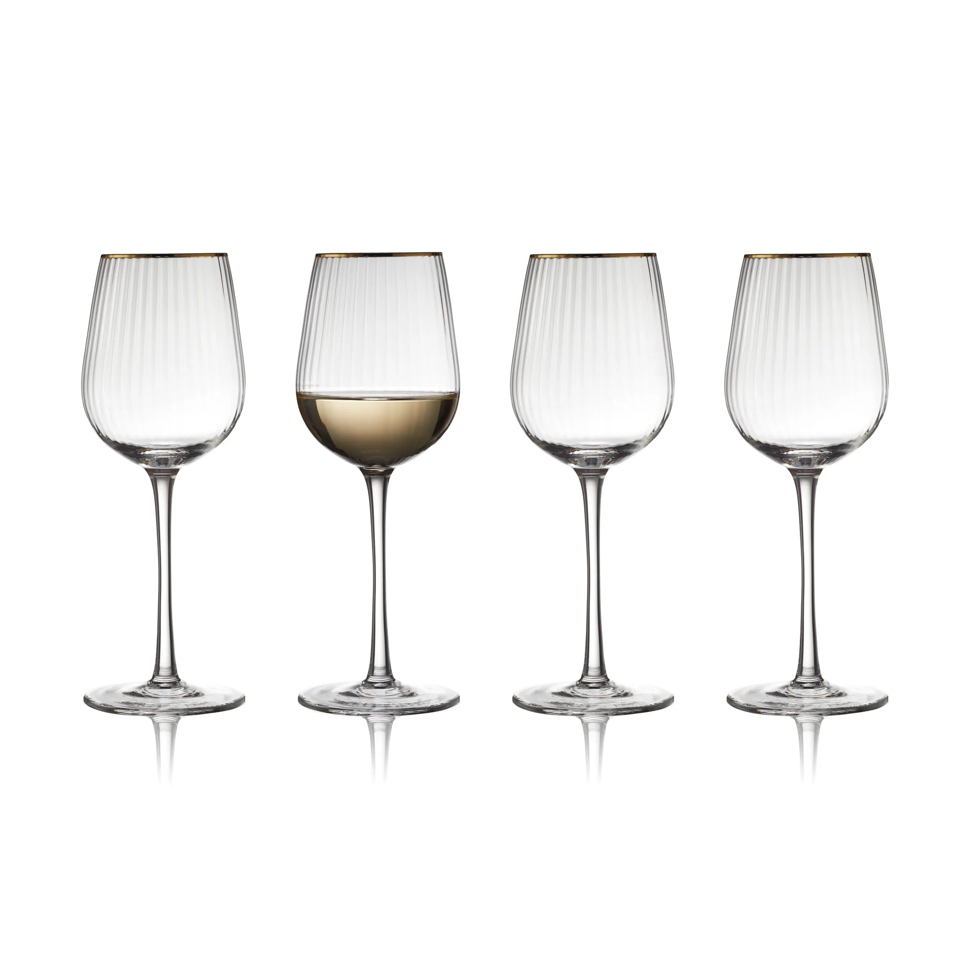 Palermo Gold kieliszki do wina białego 300 ml, zestaw 4 sztuk, Przezroczysty - złoty kant Lyngby Glas