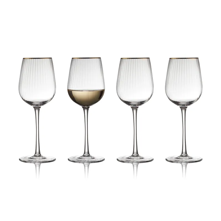 Palermo Gold kieliszki do wina białego 300 ml, zestaw 4 sztuk - Przezroczysty - złoty kant - Lyngby Glas