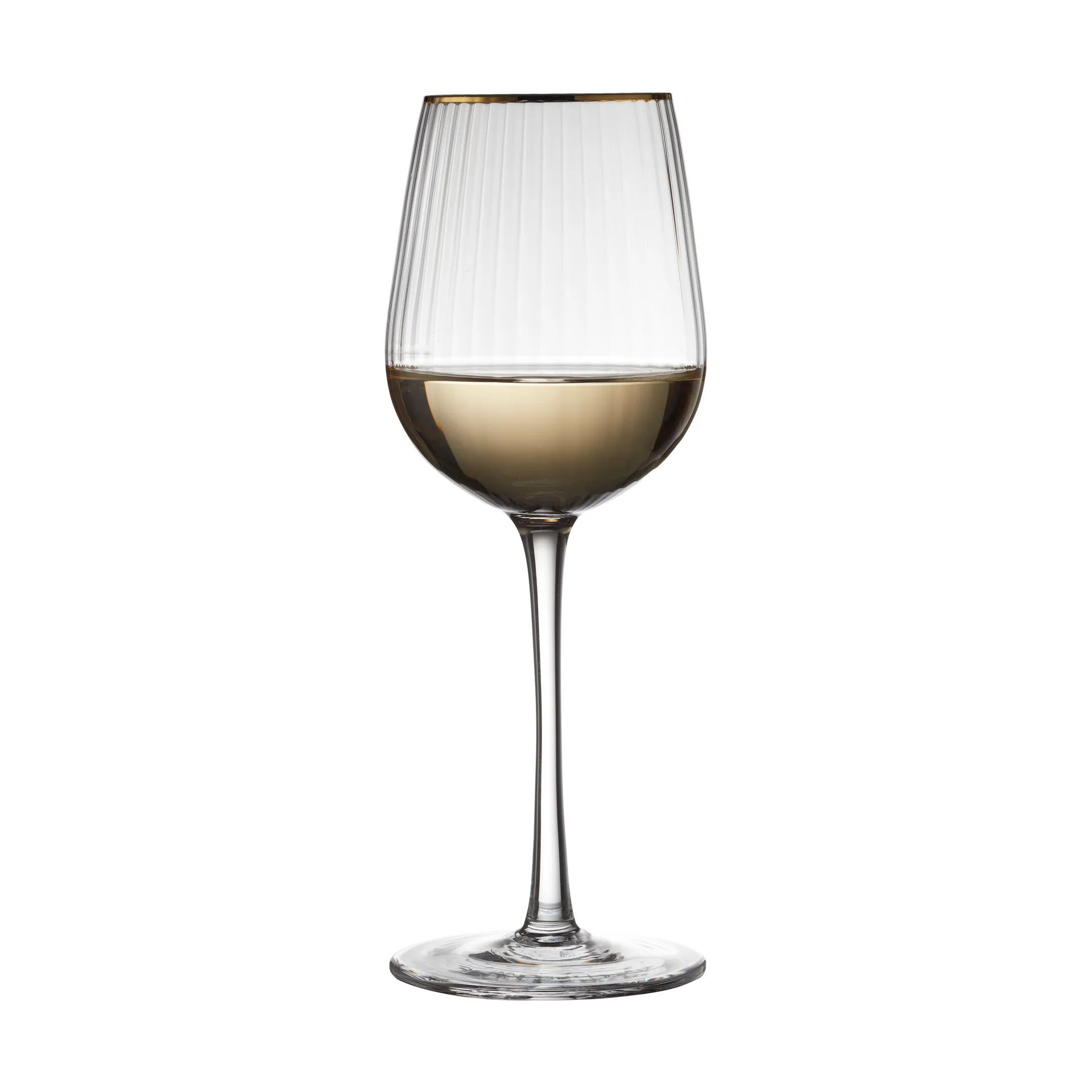 Palermo Gold kieliszki do wina białego 300 ml, zestaw 4 sztuk, Przezroczysty - złoty kant Lyngby Glas