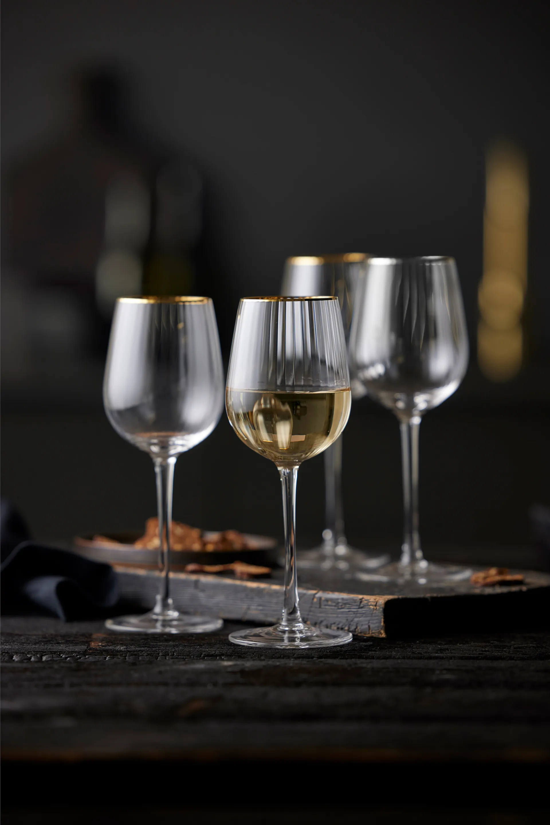 Palermo Gold kieliszki do wina białego 300 ml, zestaw 4 sztuk, Przezroczysty - złoty kant Lyngby Glas