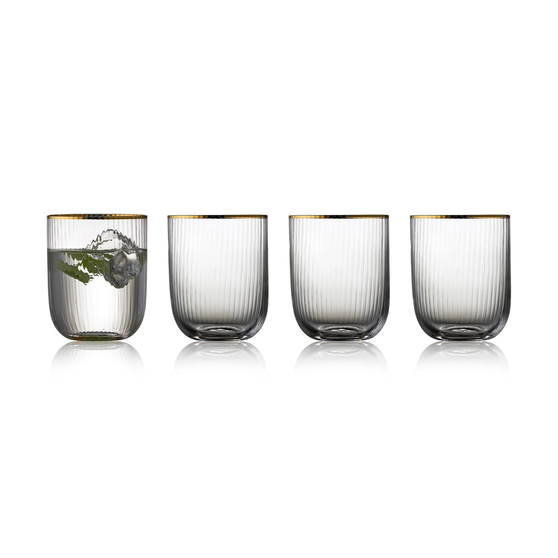 Palermo Gold szklanki do whisky 350 ml, 4‑pak, Przezroczysta - złoty kant Lyngby Glas