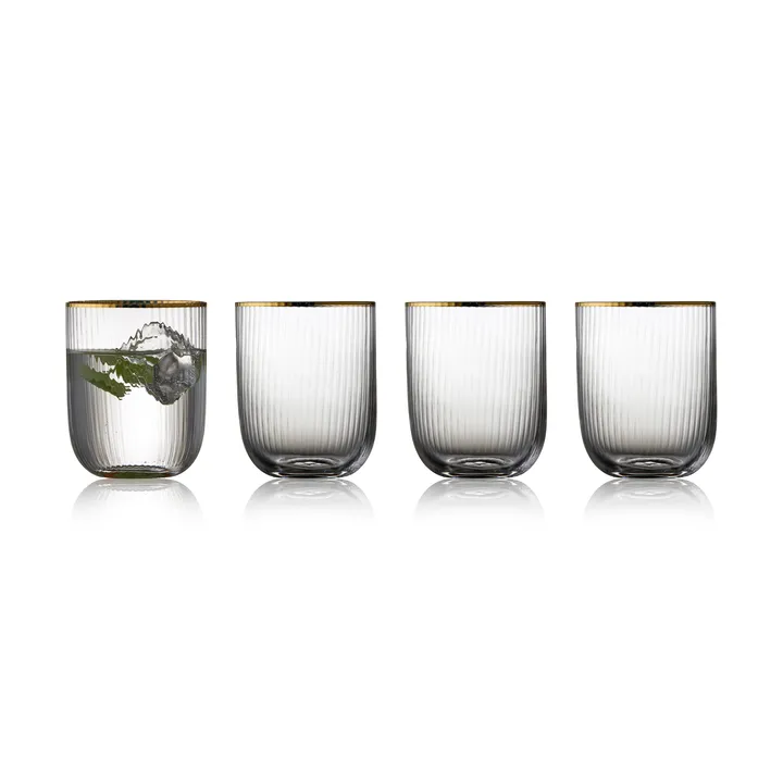 Palermo Gold szklanki do whisky 350 ml, 4‑pak - Przezroczysta - złoty kant - Lyngby Glas