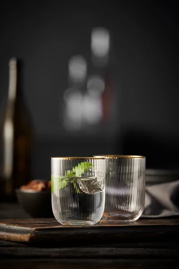 Palermo Gold szklanki do whisky 350 ml, 4‑pak - Przezroczysta - złoty kant - Lyngby Glas