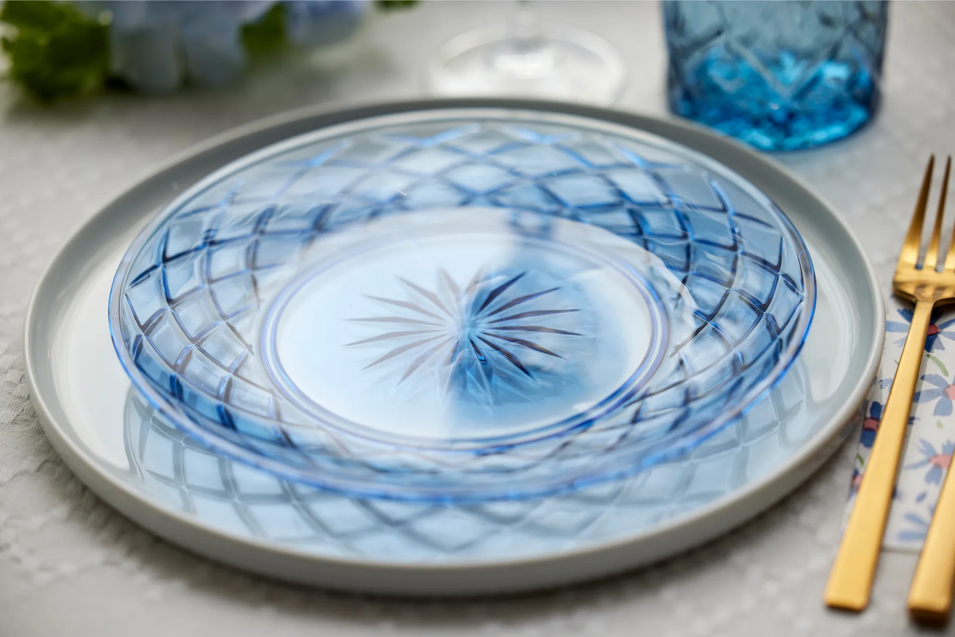 Talerze Sorrento Ø21 cm, zestaw 4 szt., Niebieski Lyngby Glas