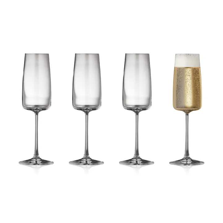 Zero kieliszki do szampana 300 ml, 4‑pak - Kryształ - Lyngby Glas