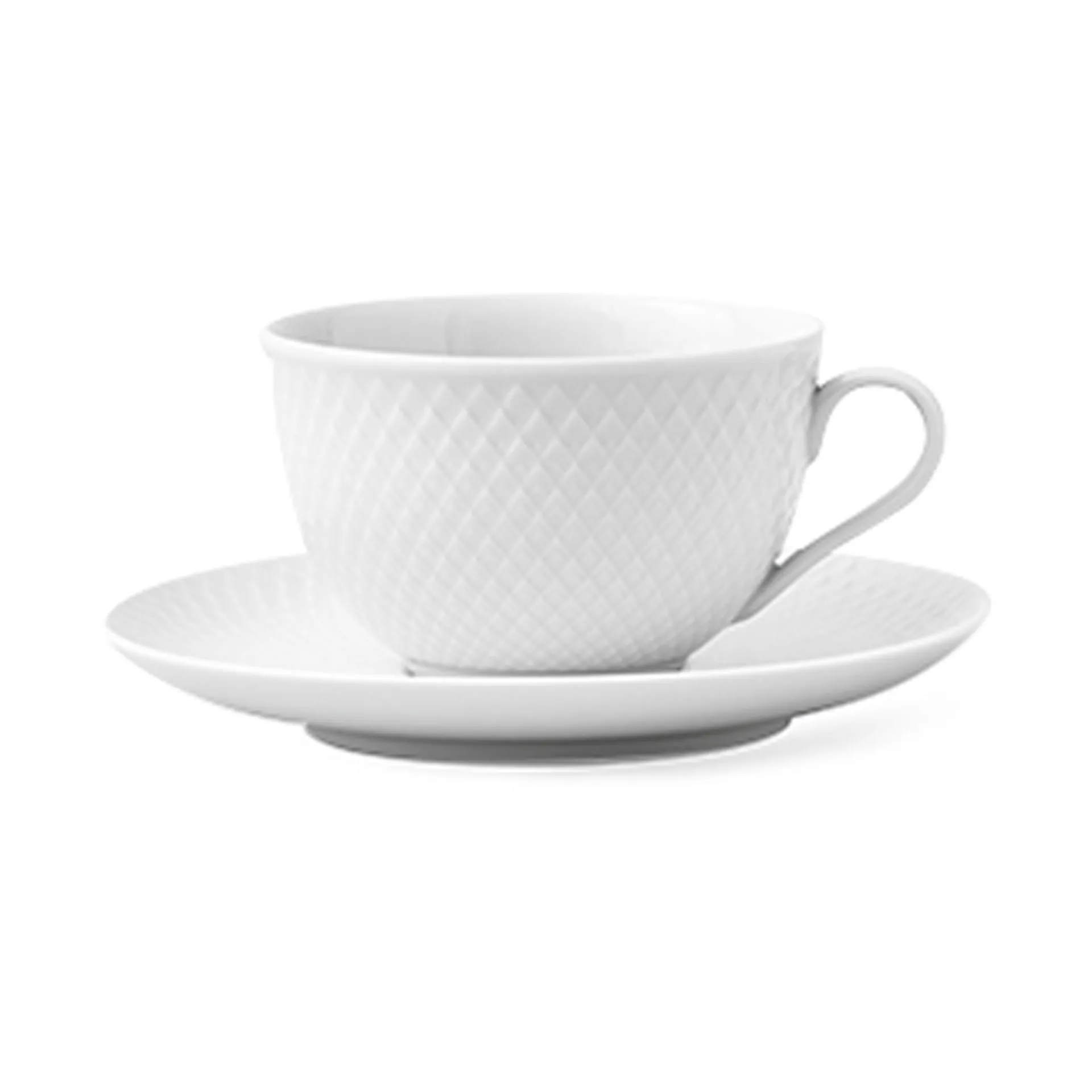 Filiżanka do herbaty ze spodkiem Rhombe 240 ml, Biały Lyngby Porcelæn