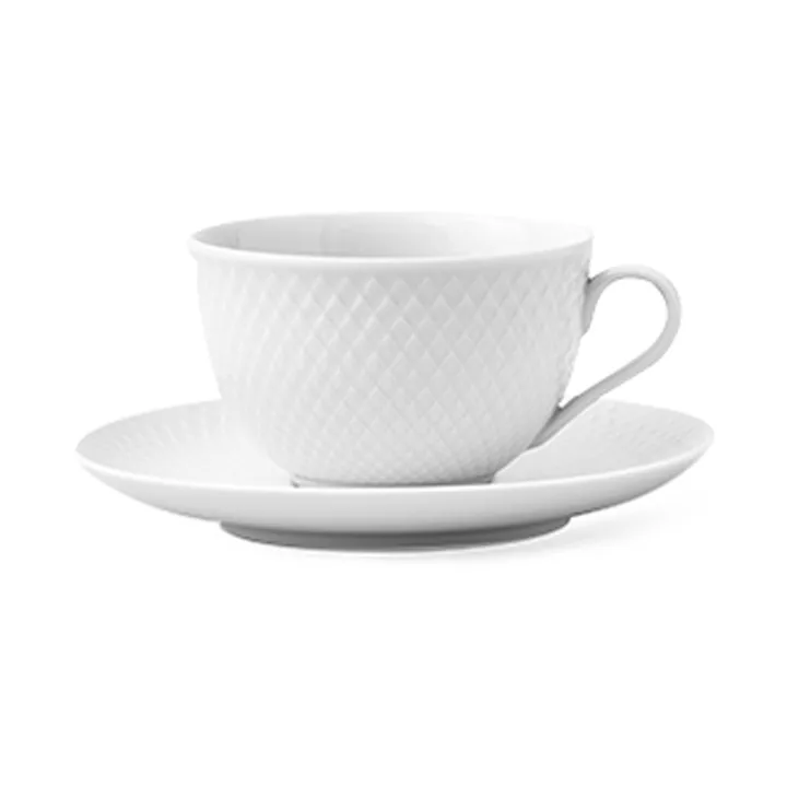 Rhombe filiżanka ze spodkiem 240 ml - Biały - Lyngby Porcelæn