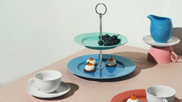 Rhombe filiżanka ze spodkiem 240 ml - Biały - Lyngby Porcelæn