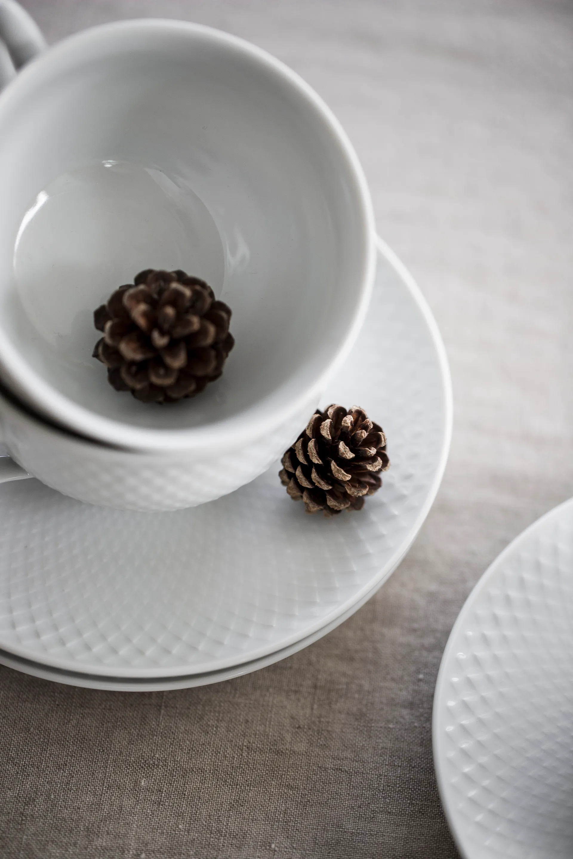 Rhombe filiżanka ze spodkiem 240 ml, Biały Lyngby Porcelæn