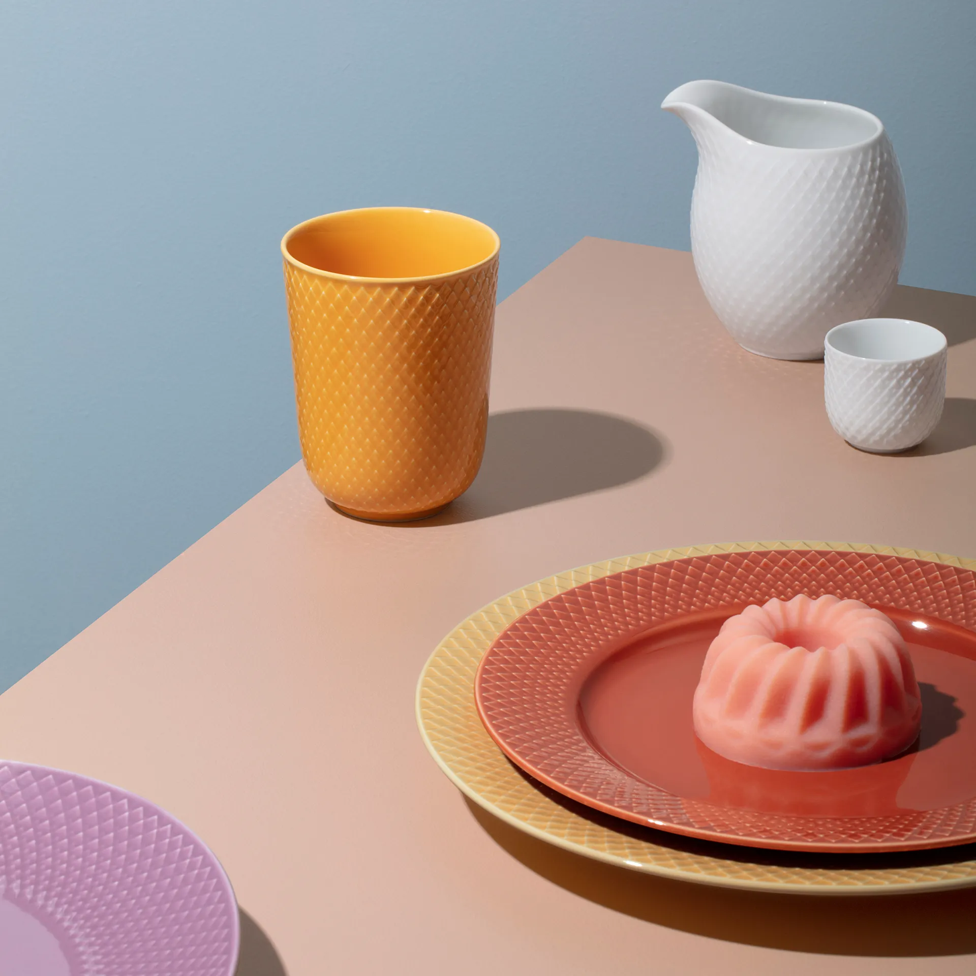 Rhombe kubek bez ucha 33 cl, Żółty Lyngby Porcelæn