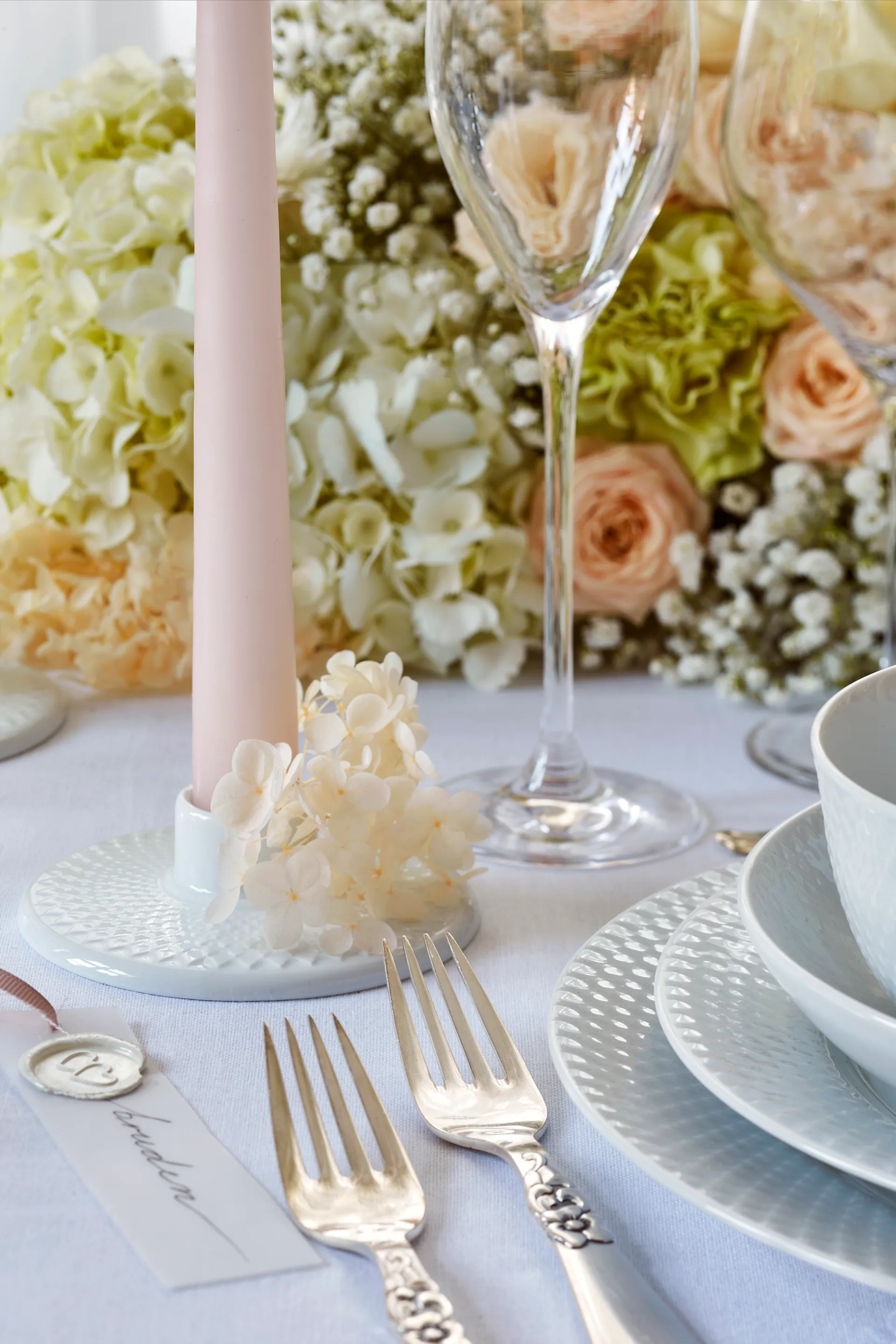 Świecznik Rhombe 3 cm, Biały Lyngby Porcelæn