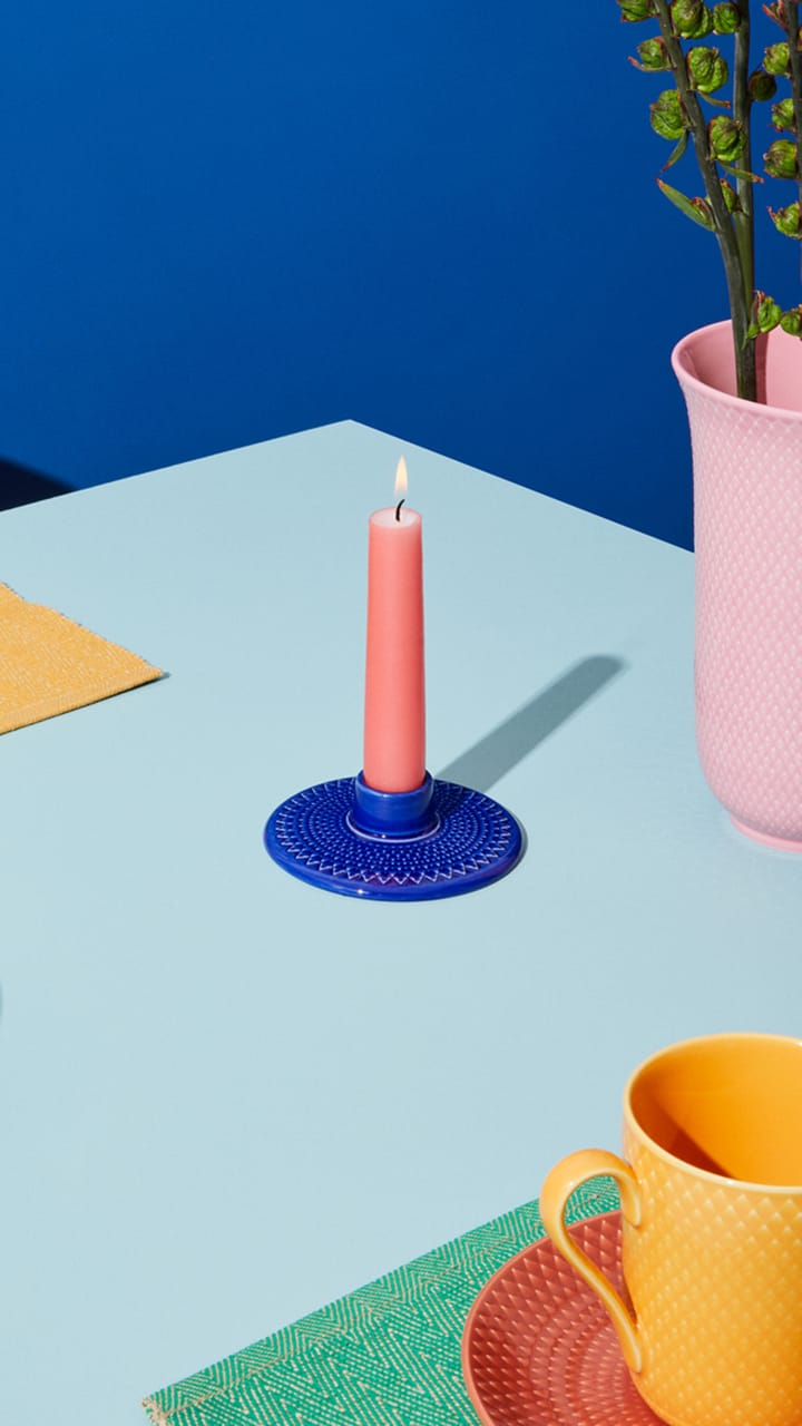 Świecznik Rhombe 3 cm, Ciemny niebieski Lyngby Porcelæn
