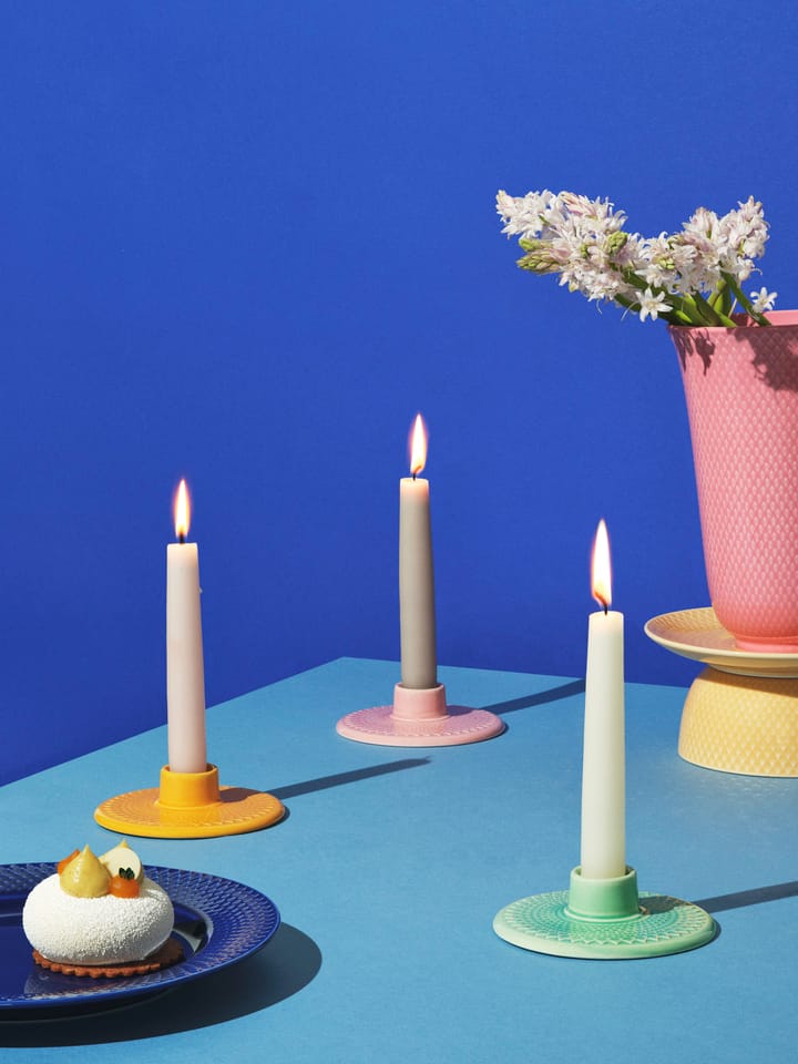 Świecznik Rhombe 3 cm, Żółty Lyngby Porcelæn