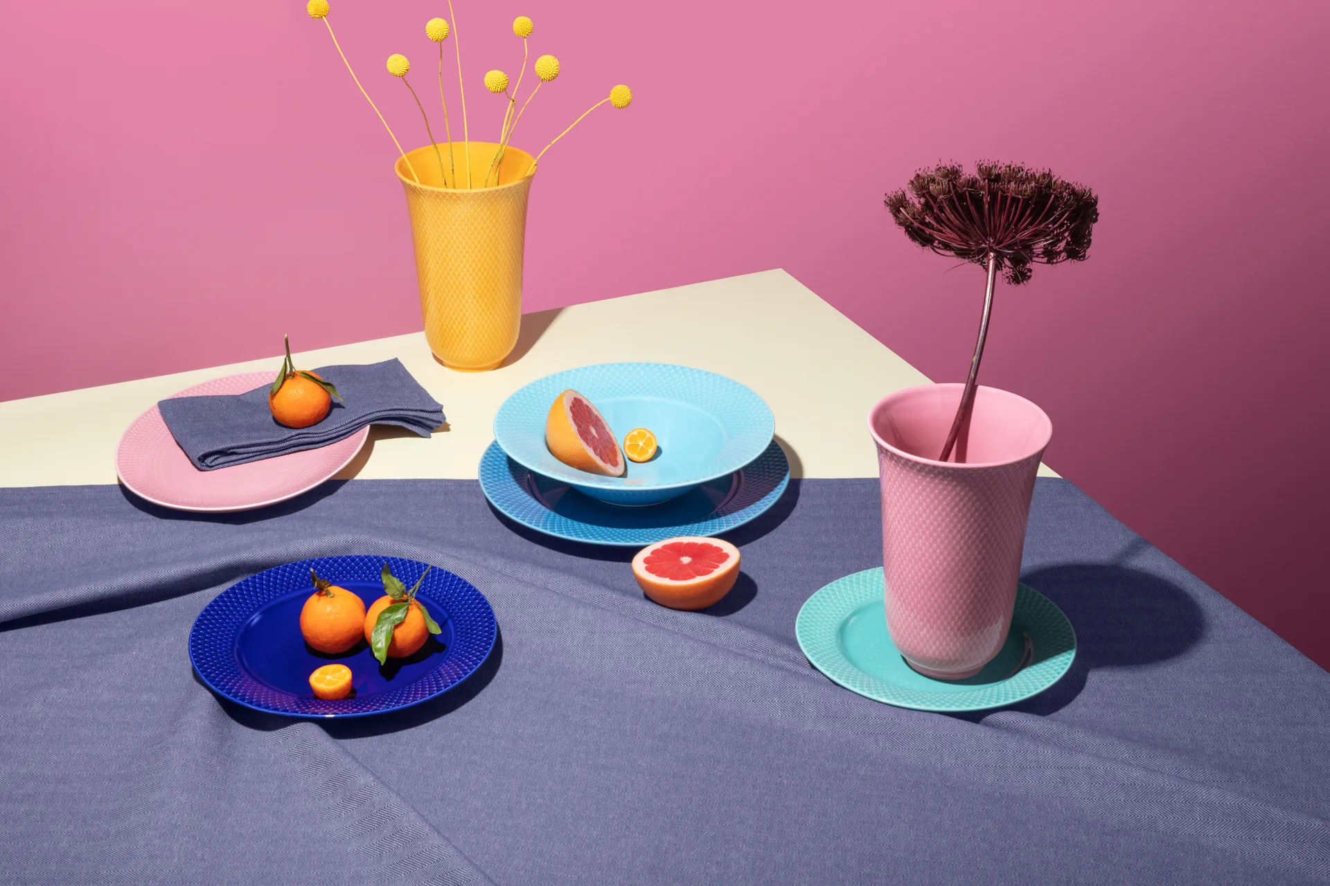 Talerz Rhombe Ø23 cm, Ciemnoniebieski Lyngby Porcelæn