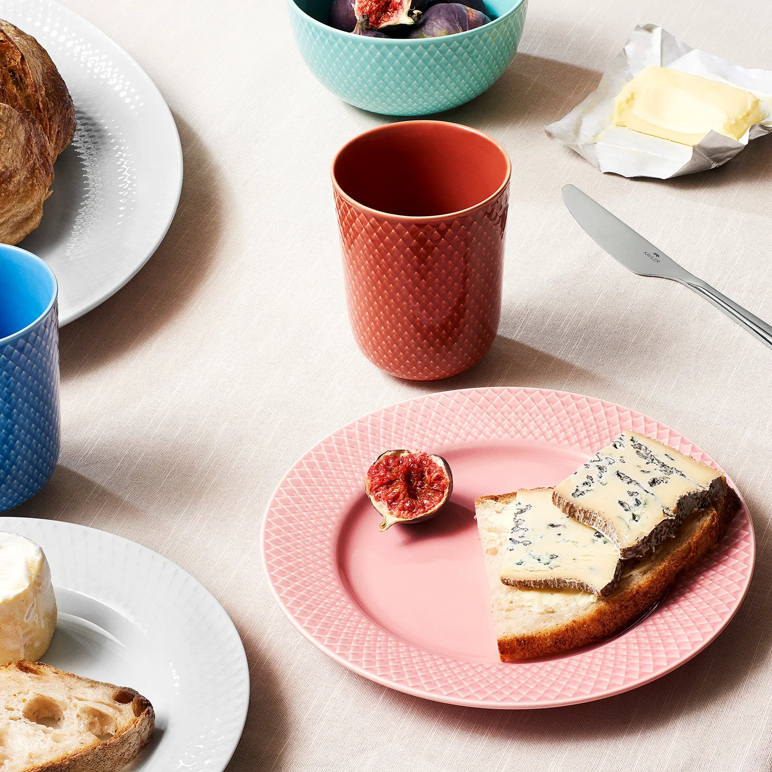 Talerz Rhombe różowy, 21 cm Lyngby Porcelæn