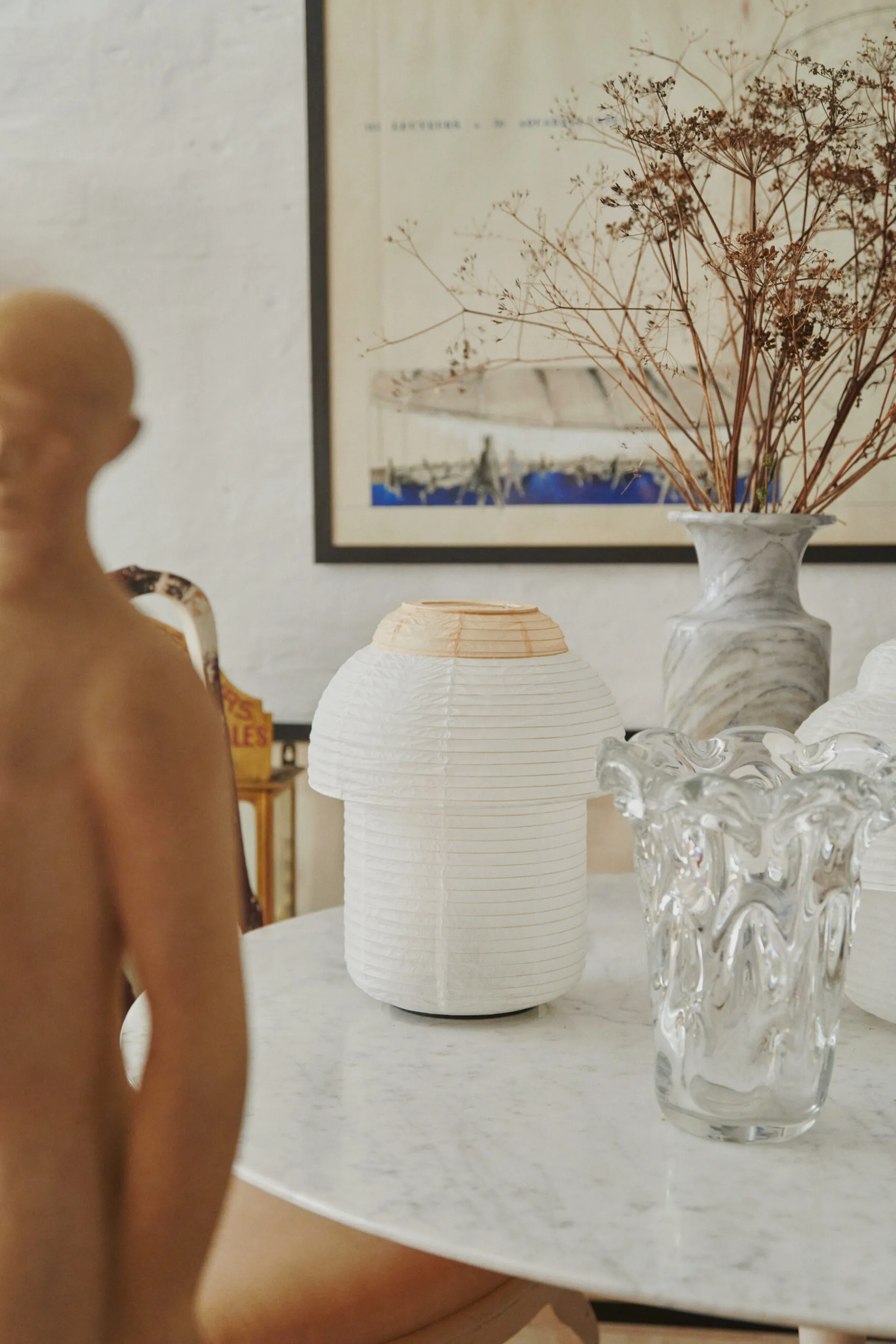 Lampa stołowa Papier Double Ø30 cm, Soft yellow Made By Hand