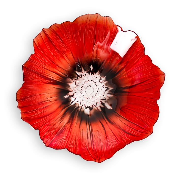 Miska średnia Poppy, Czerwono-czarny Målerås Glasbruk