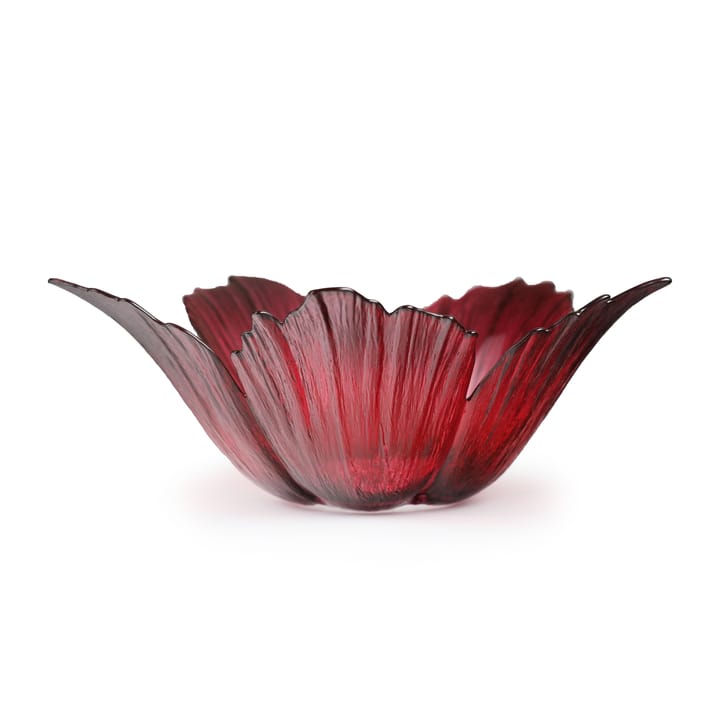 Miska szklana Fleur czerwona różowa, duży Ø23 cm Målerås Glasbruk