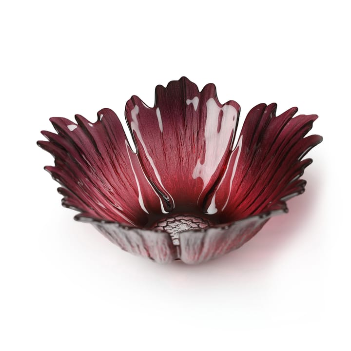 Miska szklana Fleur czerwona różowa - mały Ø19 cm - Målerås Glasbruk