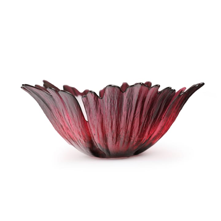 Miska szklana Fleur czerwona różowa, mały Ø19 cm Målerås Glasbruk