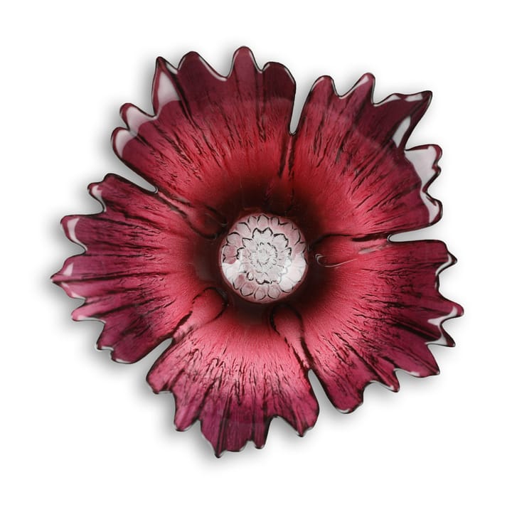Miska szklana Fleur czerwona różowa, mały Ø19 cm Målerås Glasbruk