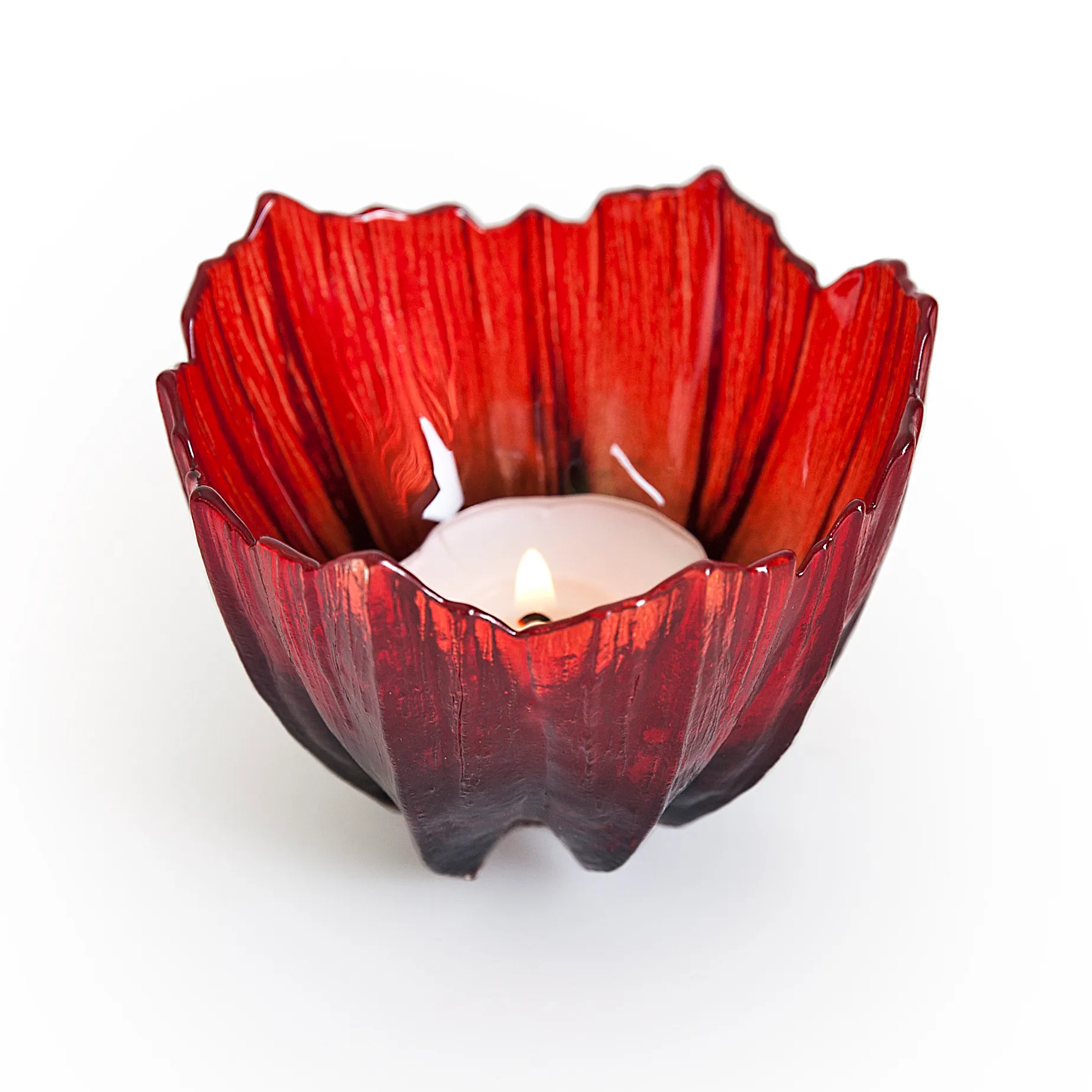 Świecznik Poppy, Czerwono-czarny Målerås Glasbruk