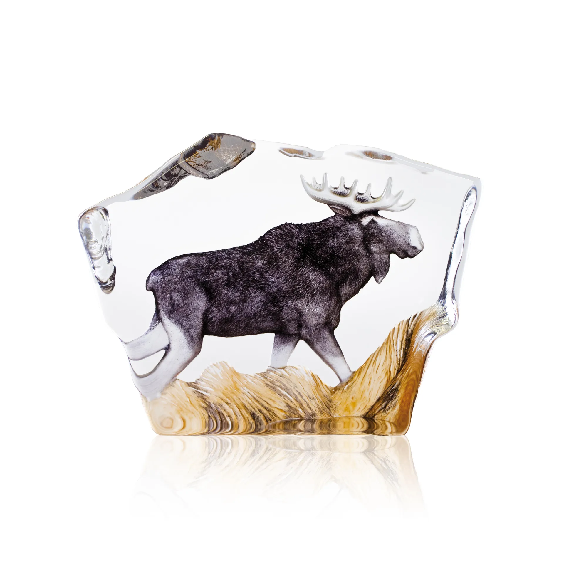 Szklana rzeźba łosia, 12x16,5 cm Målerås Glasbruk