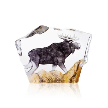 Szklana rzeźba łosia - 12x16,5 cm - Målerås Glasbruk