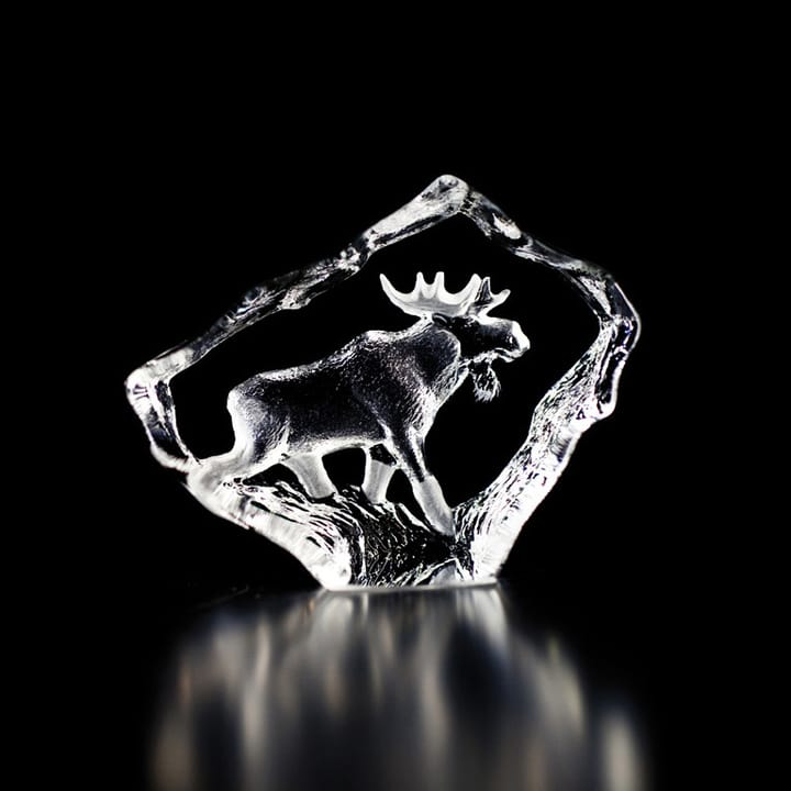 Szklana rzeźba łosia Wildlife, mini Målerås Glasbruk