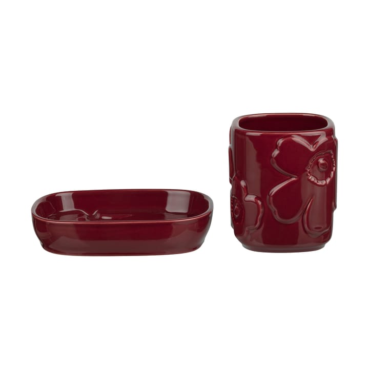 Akcesoria łazienkowe Unikko 2 szt. - Burgundy - Marimekko