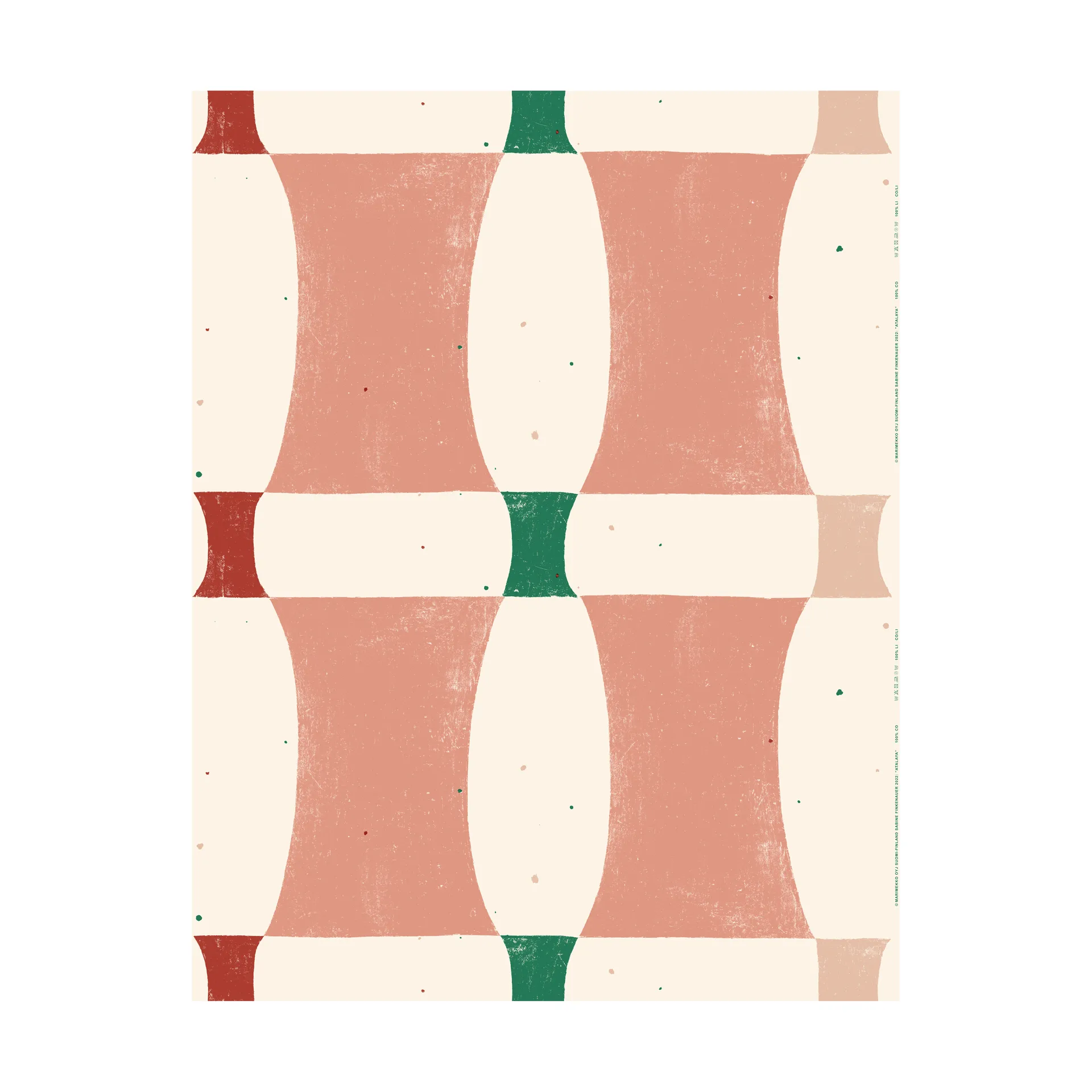 Atalaya tkanina bawełna, Cotton-peach-red Marimekko